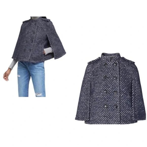 Banana Republic Navy Cape Jacket - Size Petite XS - Picture 2 of 7